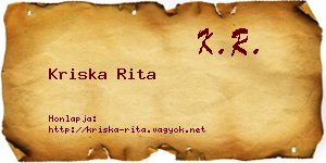 Kriska Rita névjegykártya